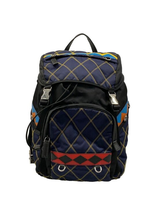 Prada Backpack Black Navy Multi